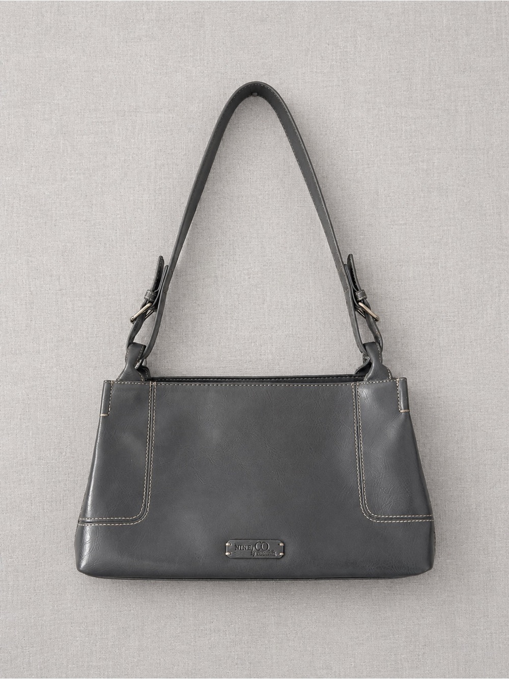 Nine & Co. By Nine West Gray Faux Leather Shoulder Bag